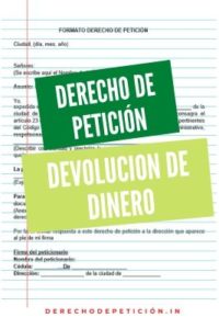 MODELO de DERECHO de PETICIÓN para DEVOLUCIÓN de DINERO